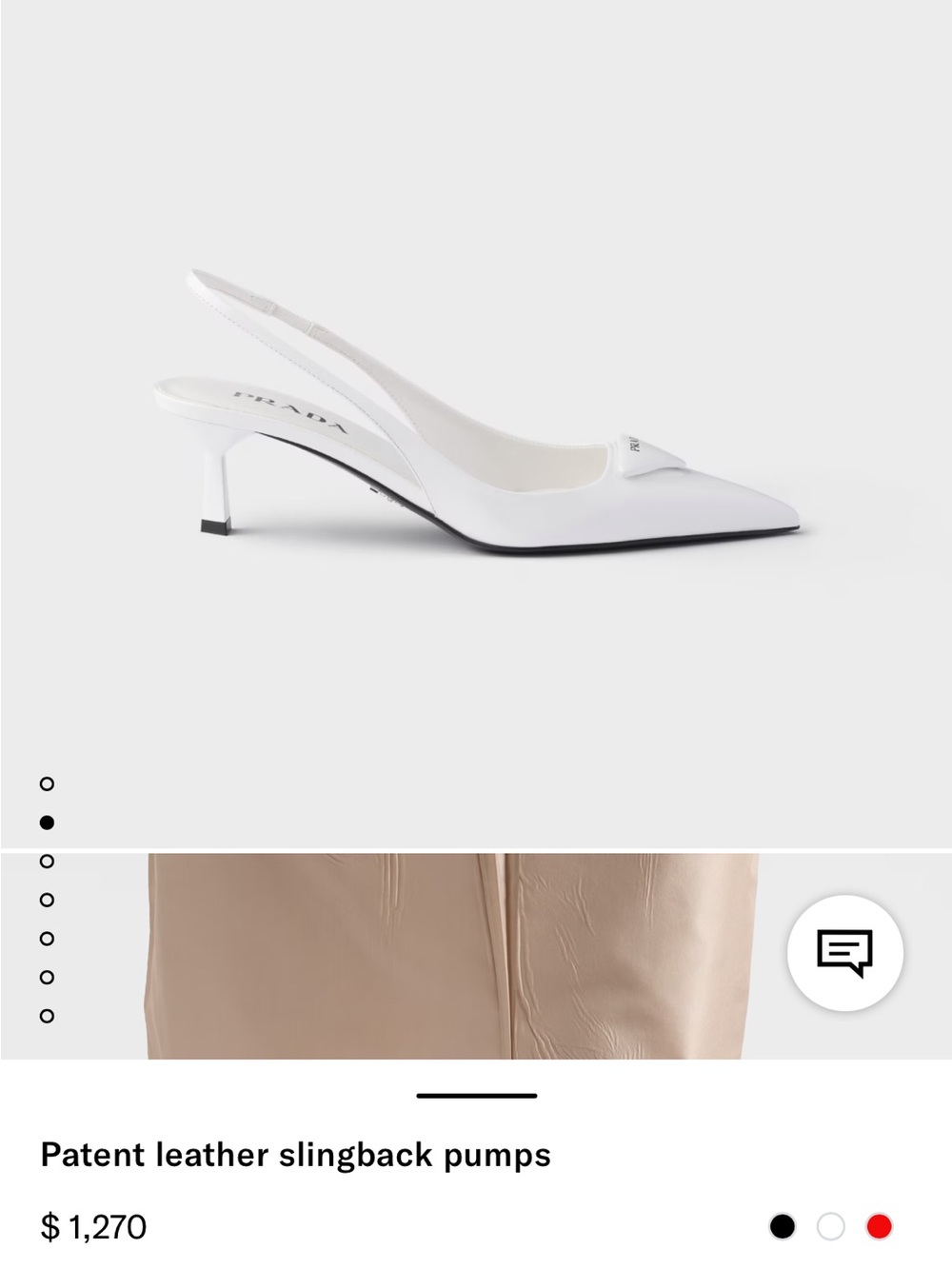 Prada White Patent Leather Pointed-Toe Slingback Pumps 38 1/2 - Picture 4 of 8